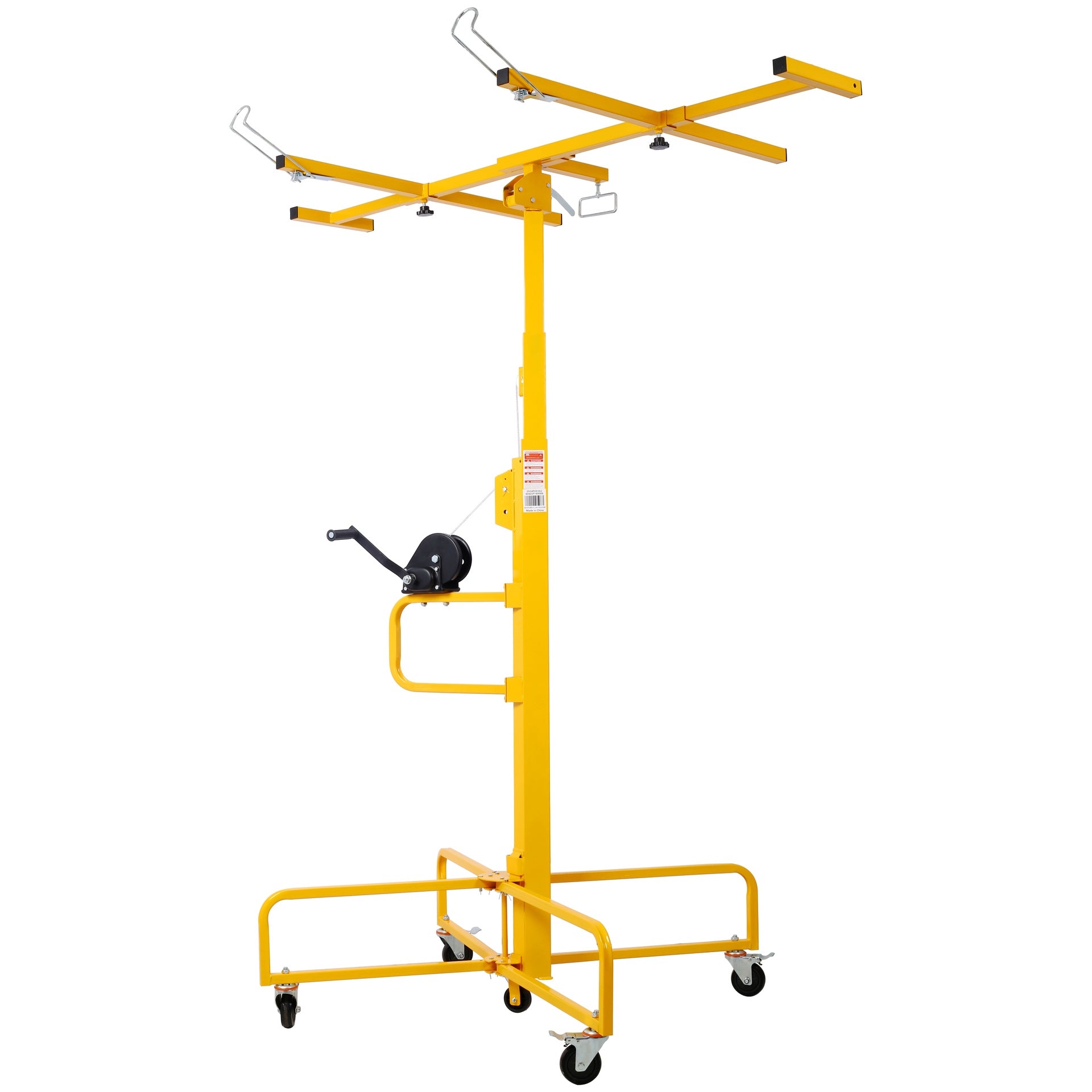 Drywall Lift Panel 13' Lift Drywall Panel Hoist Jack Lifter Jack Rolling Caster Wheel Sheetrock Drywall Lift Construction Tools,150-lb. Capacity, 4ft. x 16ft. Max. Sheet Size ,yellow
