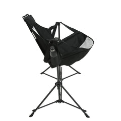Hammock Camping Chair, Folding Portable Rocking Chair, Aluminum Alloy Adjustable Back Swinging Chair with Pillow Cup Holder, Recliner with Carry Bag for Outdoor Travel Lawn Backyard, Black  (2pcs)