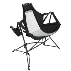 Hammock Camping Chair, Folding Portable Rocking Chair, Aluminum Alloy Adjustable Back Swinging Chair with Pillow Cup Holder, Recliner with Carry Bag for Outdoor Travel Lawn Backyard, Black  (2pcs)