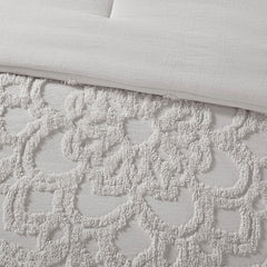 3-Piece Tufted Cotton Chenille Medallion Comforter Set Grey Full/Queen
