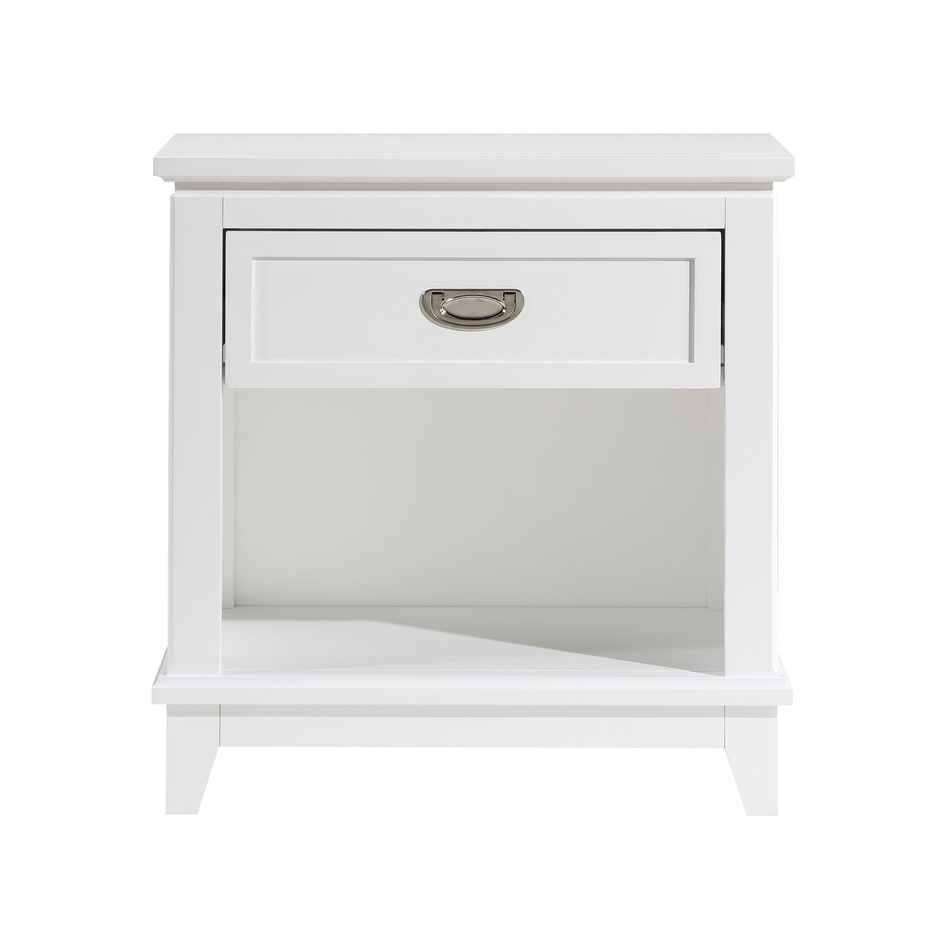 White Finish 1pc Nightstand with Storage Drawer Bottom Shelf Classic Style Bedroom Furniture