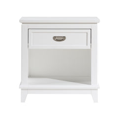 White Finish 1pc Nightstand with Storage Drawer Bottom Shelf Classic Style Bedroom Furniture