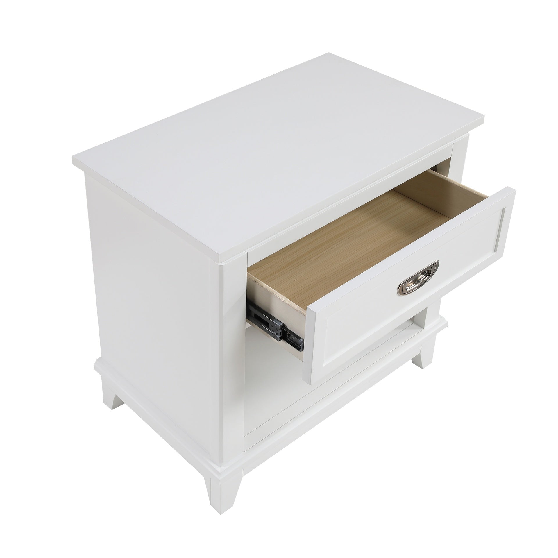White Finish 1pc Nightstand with Storage Drawer Bottom Shelf Classic Style Bedroom Furniture