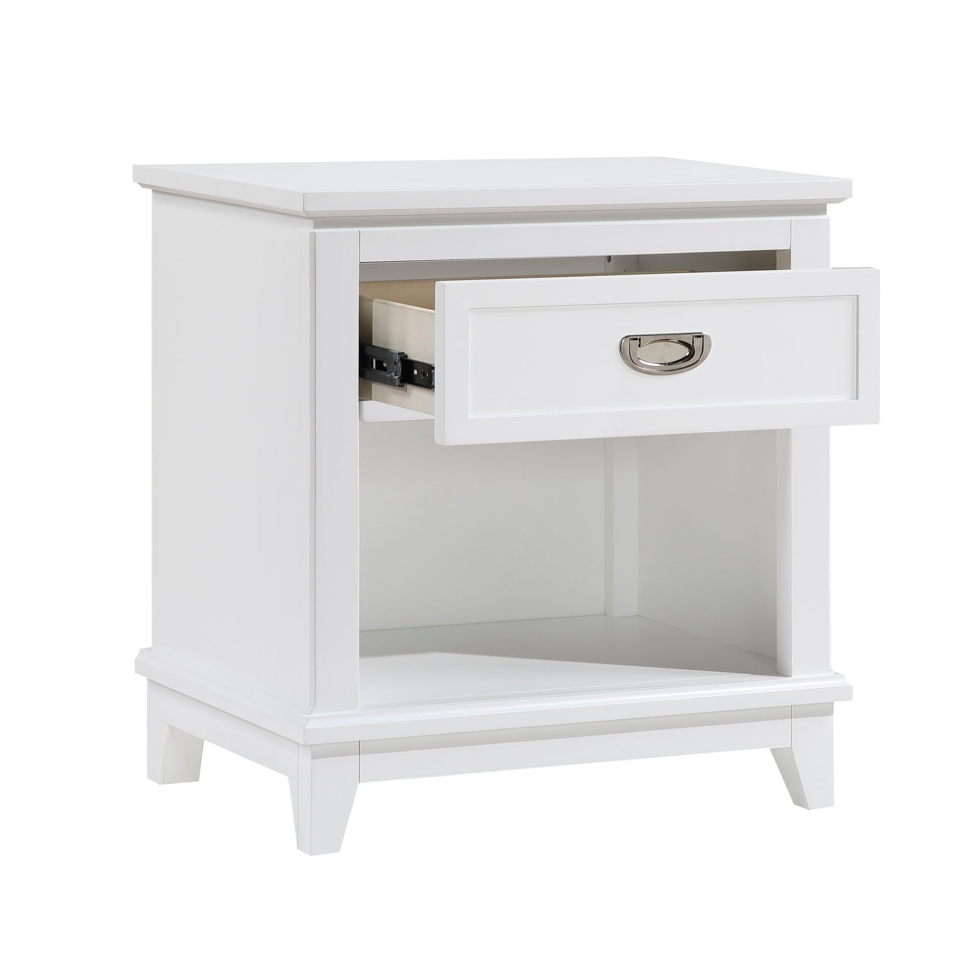 White Finish 1pc Nightstand with Storage Drawer Bottom Shelf Classic Style Bedroom Furniture