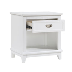 White Finish 1pc Nightstand with Storage Drawer Bottom Shelf Classic Style Bedroom Furniture