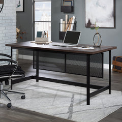 Industrial Table Desk with Spacious Work Surface, Brown finish