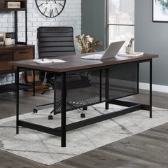 Industrial Table Desk with Spacious Work Surface, Brown finish