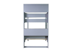 Twin Over Twin Bunk Bed with Shelves , Rubber Wood Bed with Shelves Headboard, Safety Guardrails and Ladder, Convertible to 2 Beds,Grey