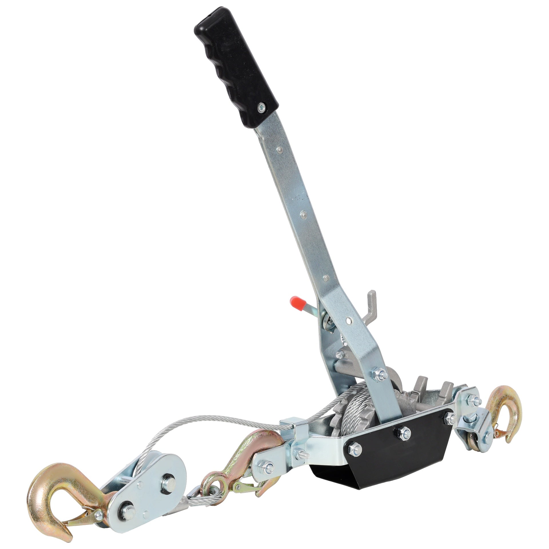 2T HAND Winch PULLER,DOUBLE GEAR,3 HOOKS, 12FT Cable,Power Cable Puller with Dual Gears Ratchet System for Easy Hand Pulling