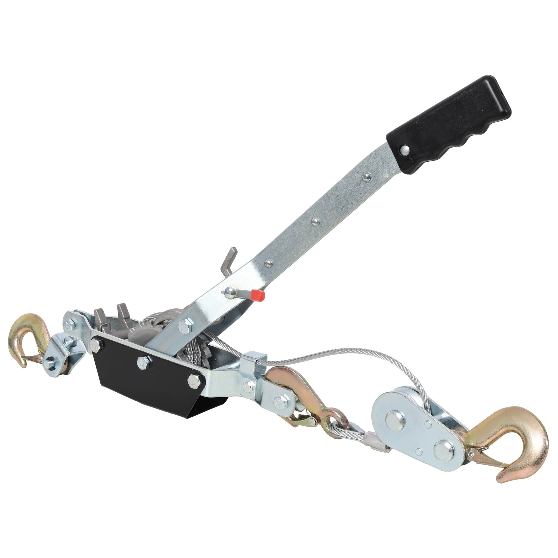 2T HAND Winch PULLER,DOUBLE GEAR,3 HOOKS, 12FT Cable,Power Cable Puller with Dual Gears Ratchet System for Easy Hand Pulling