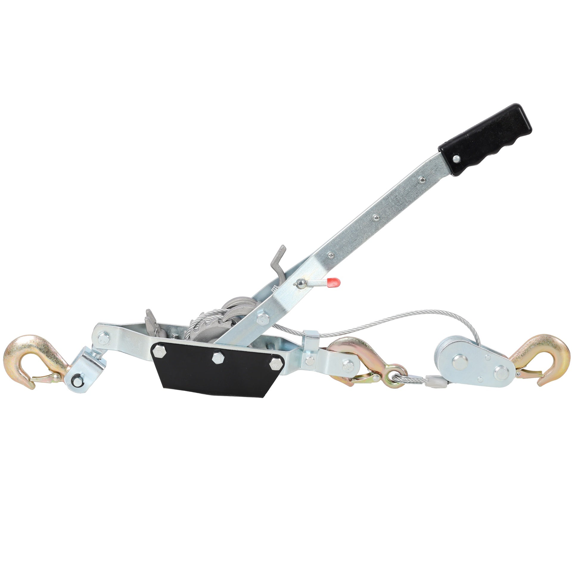 2T HAND Winch PULLER,DOUBLE GEAR,3 HOOKS, 12FT Cable,Power Cable Puller with Dual Gears Ratchet System for Easy Hand Pulling