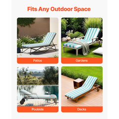 Set of 2 Outdoor Chaise Lounge Chair Cushions 80 x 26 in Waterproof Thick
