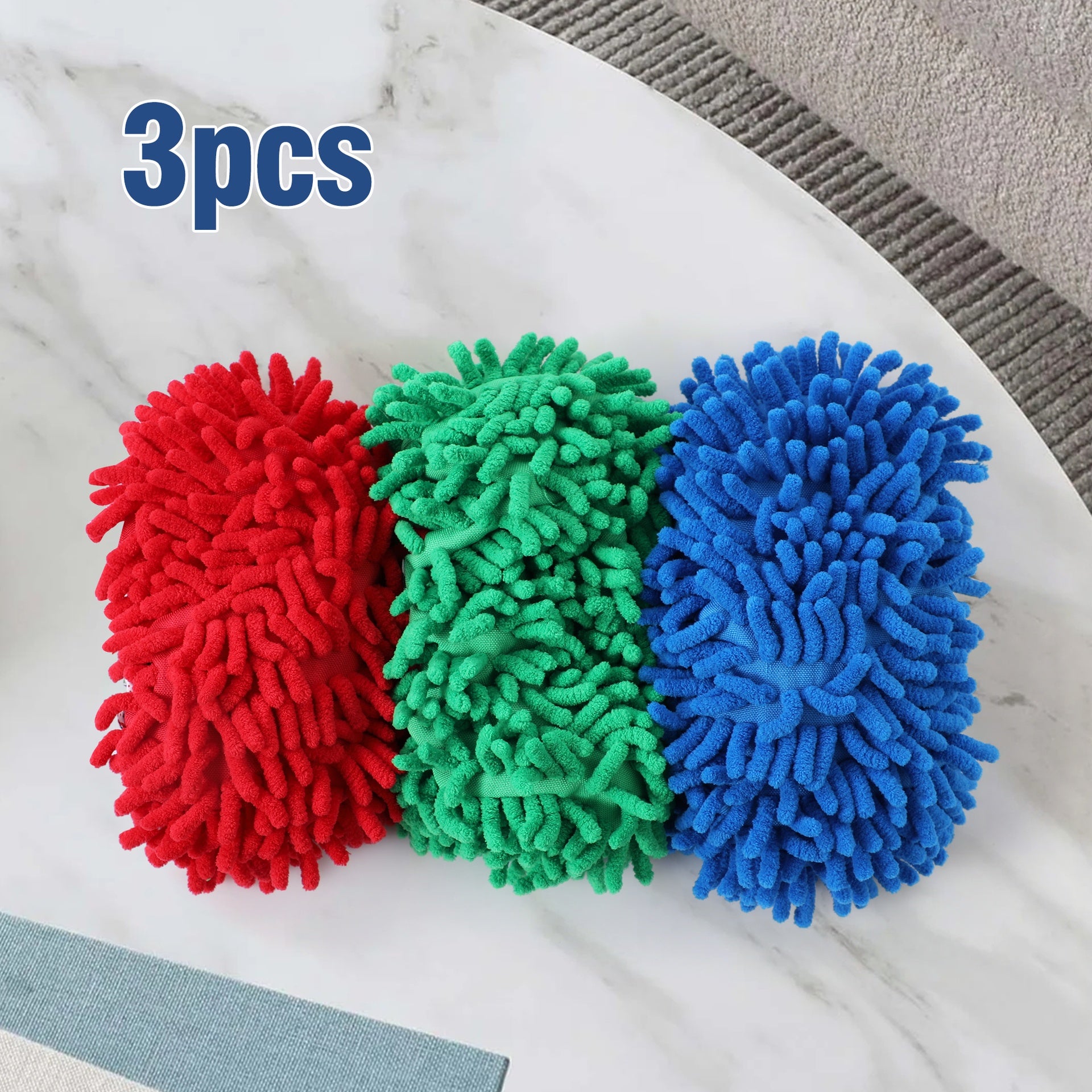 Microfiber mop slippers,mop slippers for floor cleaning,Machine washable and reusable,3pieces,Suitable for kitchen, living room and other occasions