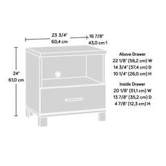 Country Nightstand with 1 Drawer and Open Shelf, Brown finish