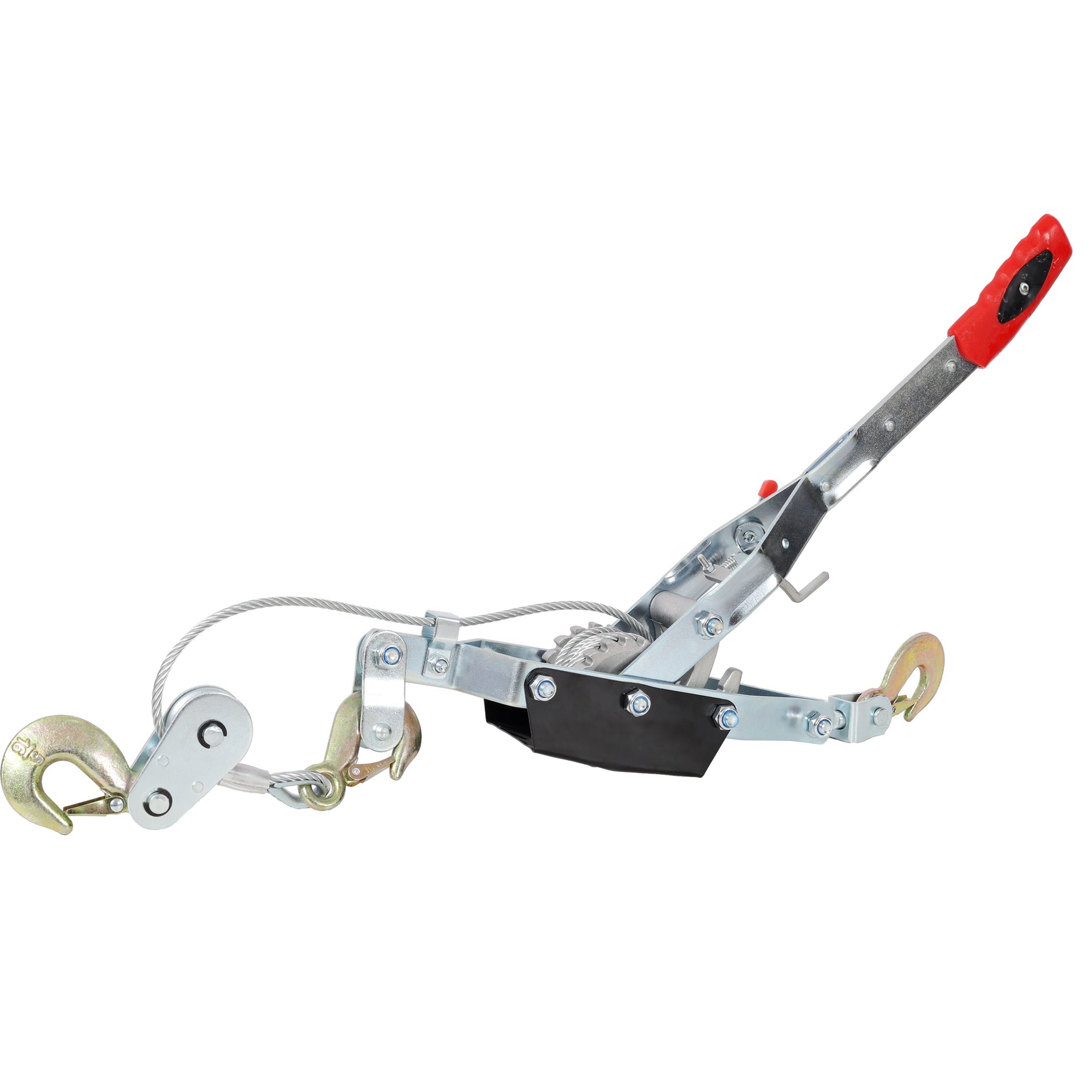 4T HAND Winch PULLER,DOUBLE GEAR,3 HOOKS, 12FT Cable,Power Cable Puller with Dual Gears Ratchet System for Easy Hand Pulling