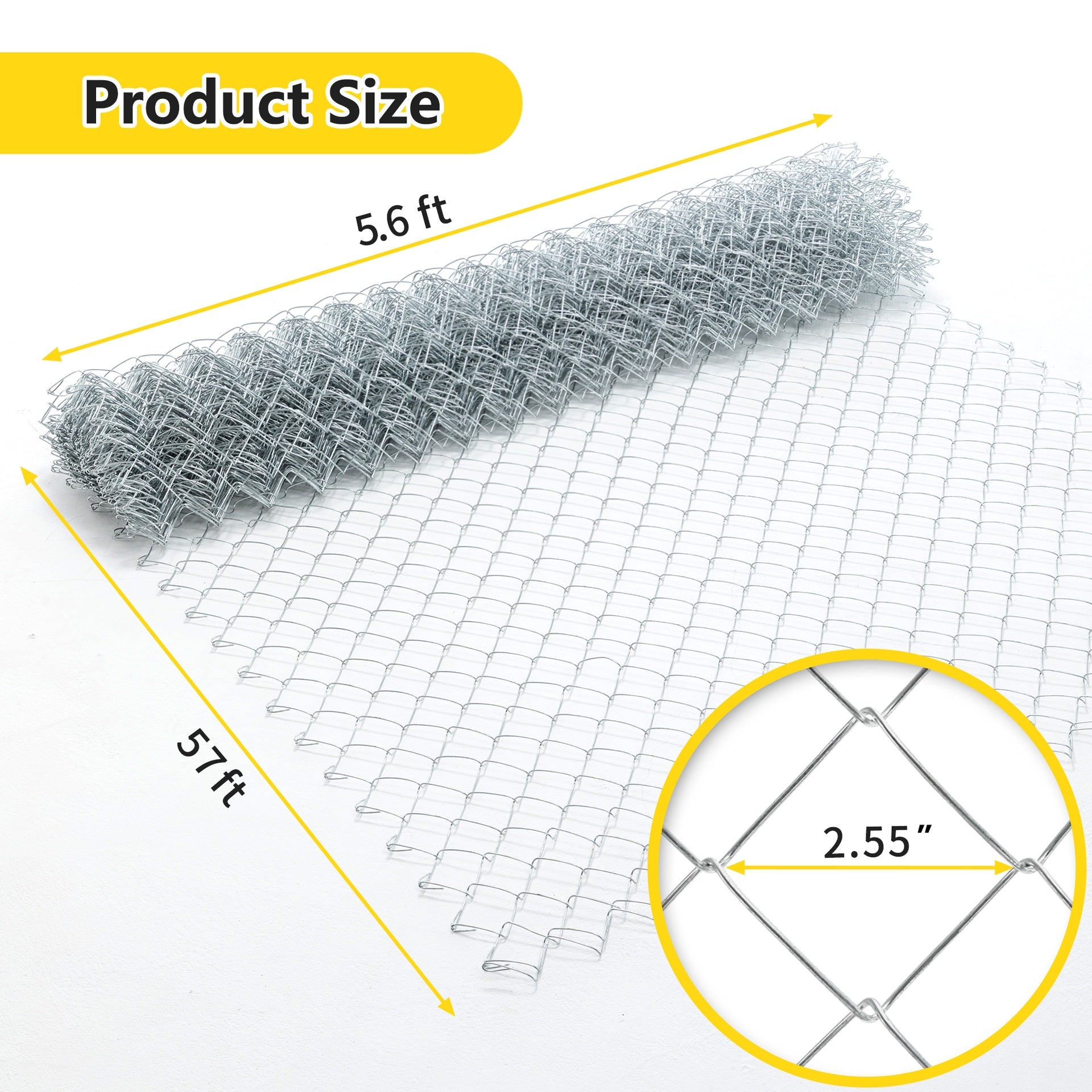 Farm Fence 5.6ft x 57ft Heavy Zinc Coating Cattle Fence,Galvanized Field Wire Fencing Deer Fence,Goat Fence,Hog Wire Fencing for Yard Livestock & Animals Protection