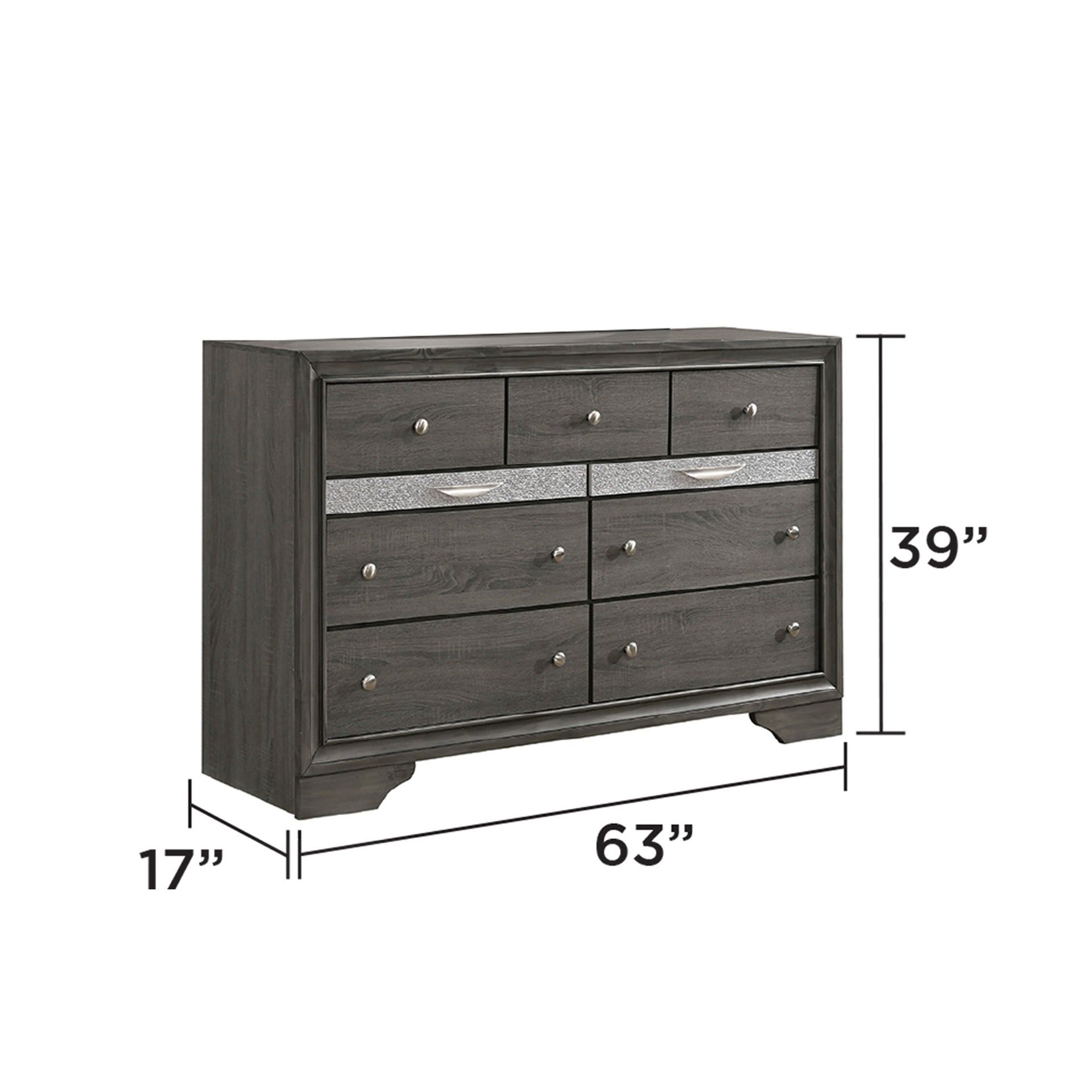 Traditional Queen 5 PC Storage Bedroom Set in Gray made with Wood