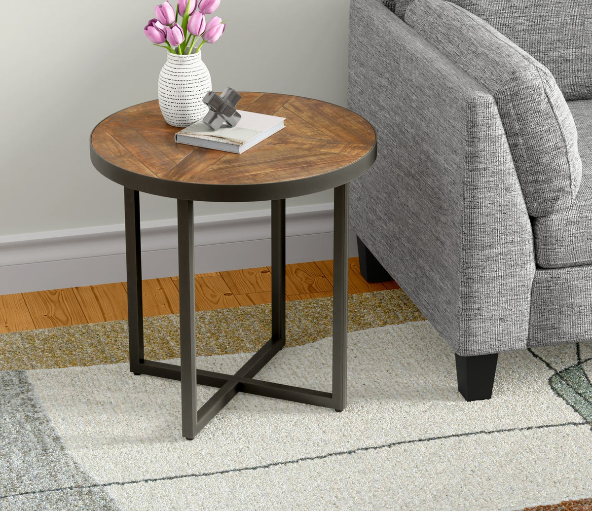 Brown Round End Table