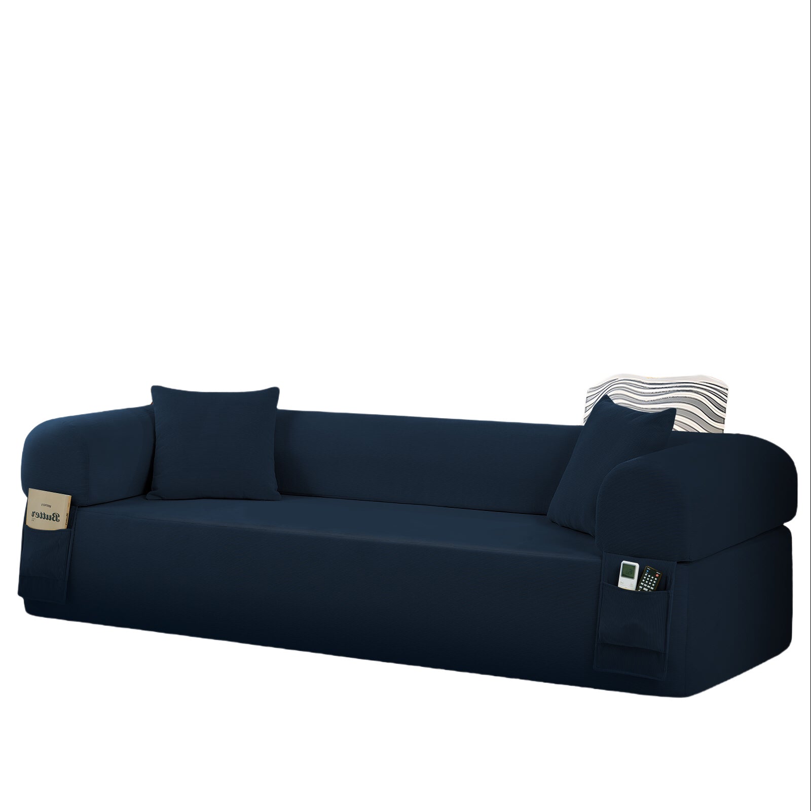 Spring Sofa with High-Quality Fabric, Pillows & Storage - Pocketed Springs, High-Density Foam, for Living Room, Apartment or Studics,Blue.