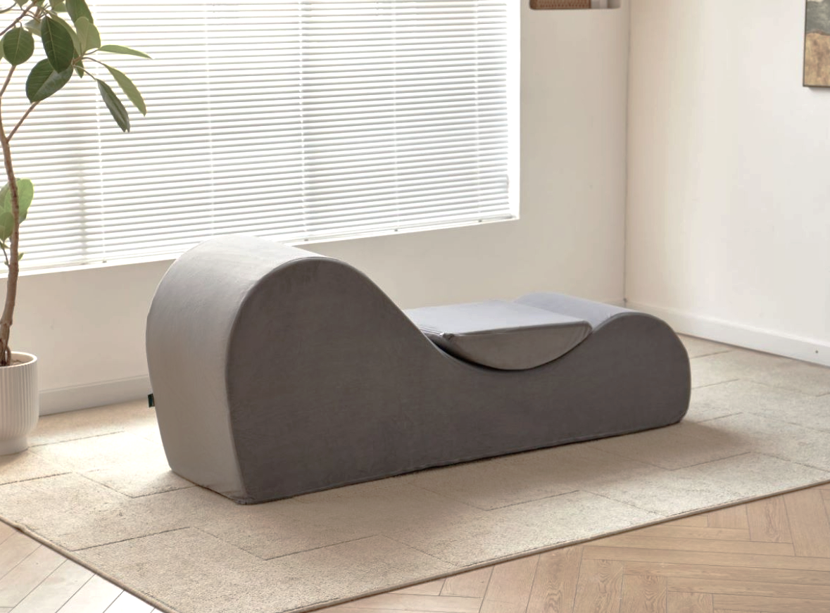 Solace Chaise Lounge Chair Relaxation, Ergonomic Design with Soft Yet Firm High-Density Foam Core, Removable Machine-Washable Cover, Grey