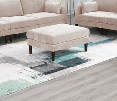 Beautiful Blush Pink Ottoman Morgan Fabric 1pc Ottoman Soft Cushion Wood Legs Living Room Furniture