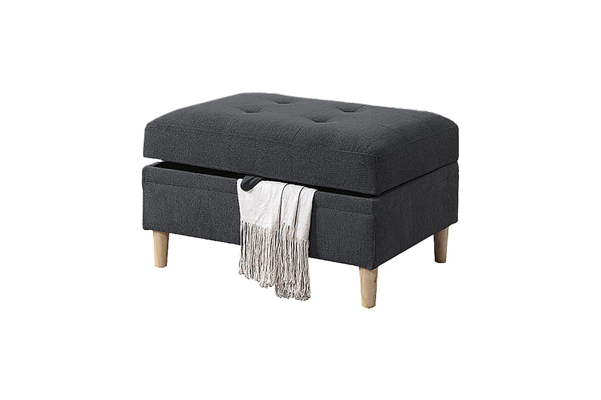 3-PCS Reversible Sectional Set Living Room Furniture Charcoal Color Chenille Couch Sofa, Reversible Chaise Ottoman