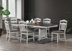 Contemporary 1pc Dining Table w 2x Leaves Antique White And Grey Finish Table Top Kitchen Dining Room