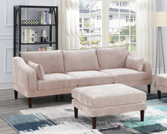 Beautiful 5pcs Modular Sectional Set 2x One Arm Chairs 2x Armless Chair 1x Ottoman Living Room Furniture Blush Pink Morgan Fabric