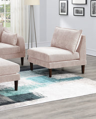 Beautiful 5pcs Modular Sectional Set 2x One Arm Chairs 2x Armless Chair 1x Ottoman Living Room Furniture Blush Pink Morgan Fabric