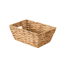 Abbot Water Hyacinth Woven Rectangular Brown Multi Use Kitchen and Bathroom Basket Set of 2