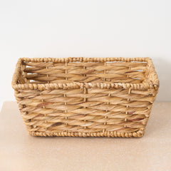 Abbot Water Hyacinth Woven Rectangular Brown Multi Use Kitchen and Bathroom Basket Set of 2