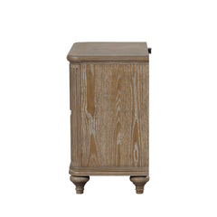 Simple Contemporary 1pc Nightstand Rustic Oak Veneer Solid wood Bedside Table w USB-A And USB-C