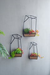 Set of 3 Felix Wall Planter, L:10x10x16.5"  M:8.5x8.5x15.5" S:7x7x13.5"
