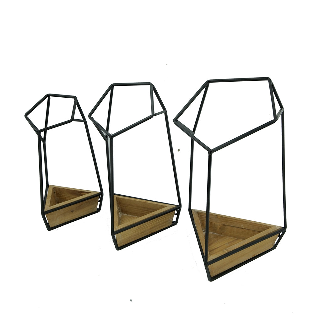 Set of 3 Felix Wall Planter, L:10x10x16.5"  M:8.5x8.5x15.5" S:7x7x13.5"