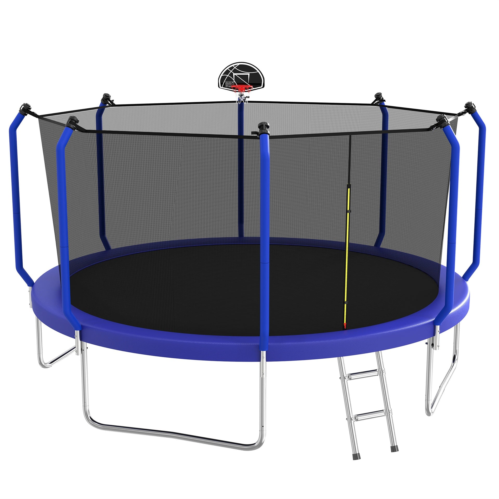 14FT Trampoline with Basketball Hoop, ASTM Approved Reinforced Type Outdoor Trampoline with Enclosure Net