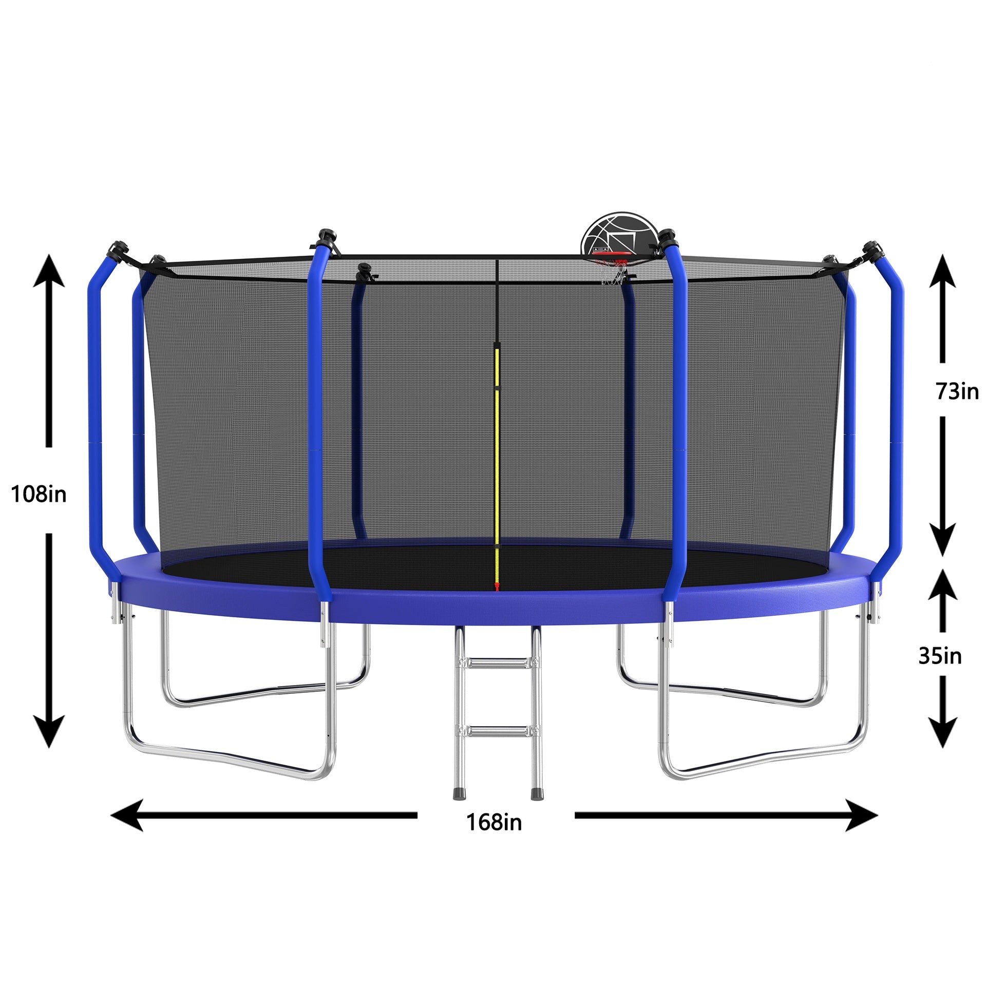 14FT Trampoline with Basketball Hoop, ASTM Approved Reinforced Type Outdoor Trampoline with Enclosure Net