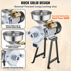 3000W Electric Grain Grinder Corn Wheat Flour Cereal Mill Wet & Dry