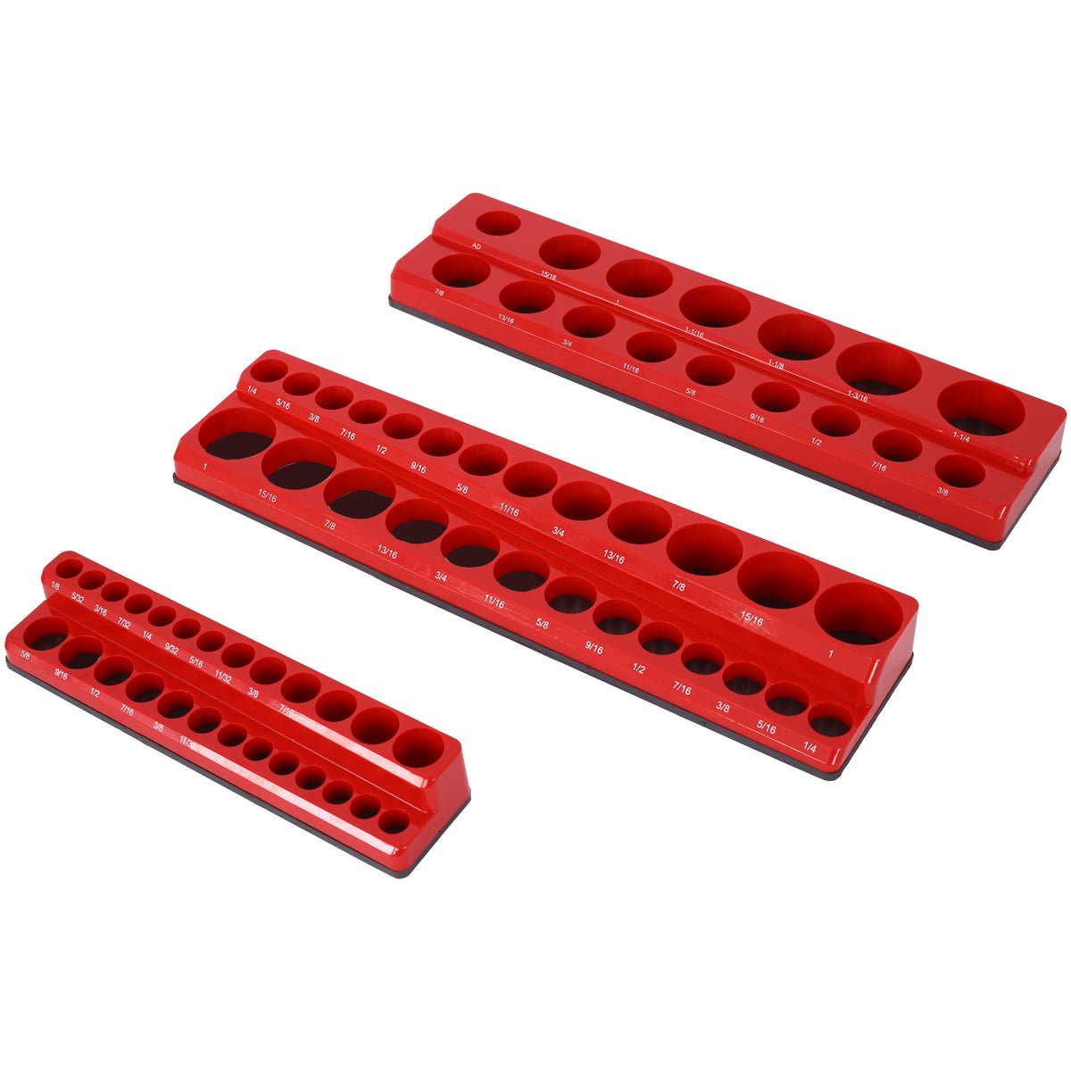 3 Piece SAE Magnetic Socket Organizers, Socket Organizers for Toolboxes, Socket Organizer, Magnetic Socket Holder, Black Tool Box Organizer,red,SAE
