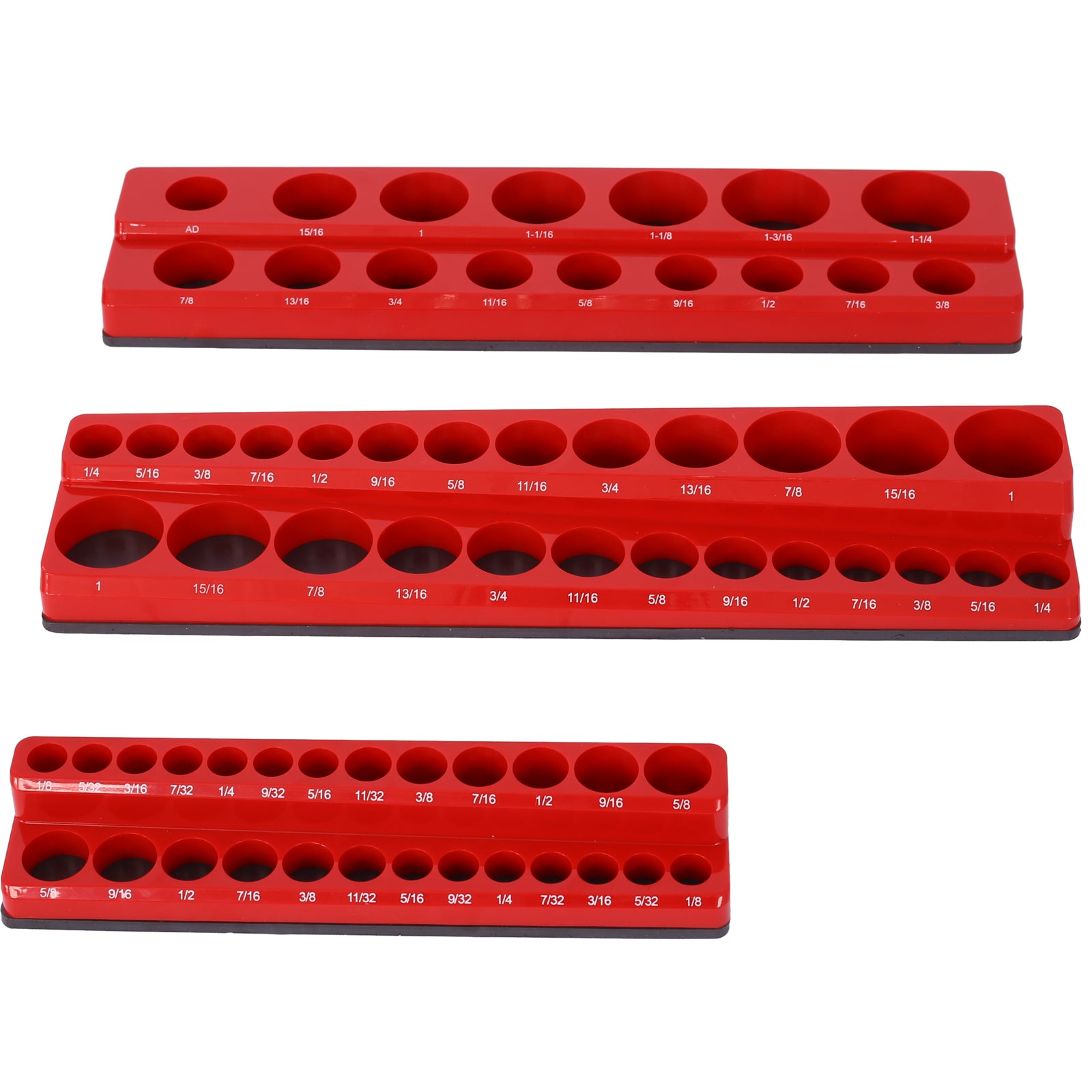 3 Piece SAE Magnetic Socket Organizers, Socket Organizers for Toolboxes, Socket Organizer, Magnetic Socket Holder, Black Tool Box Organizer,red,SAE