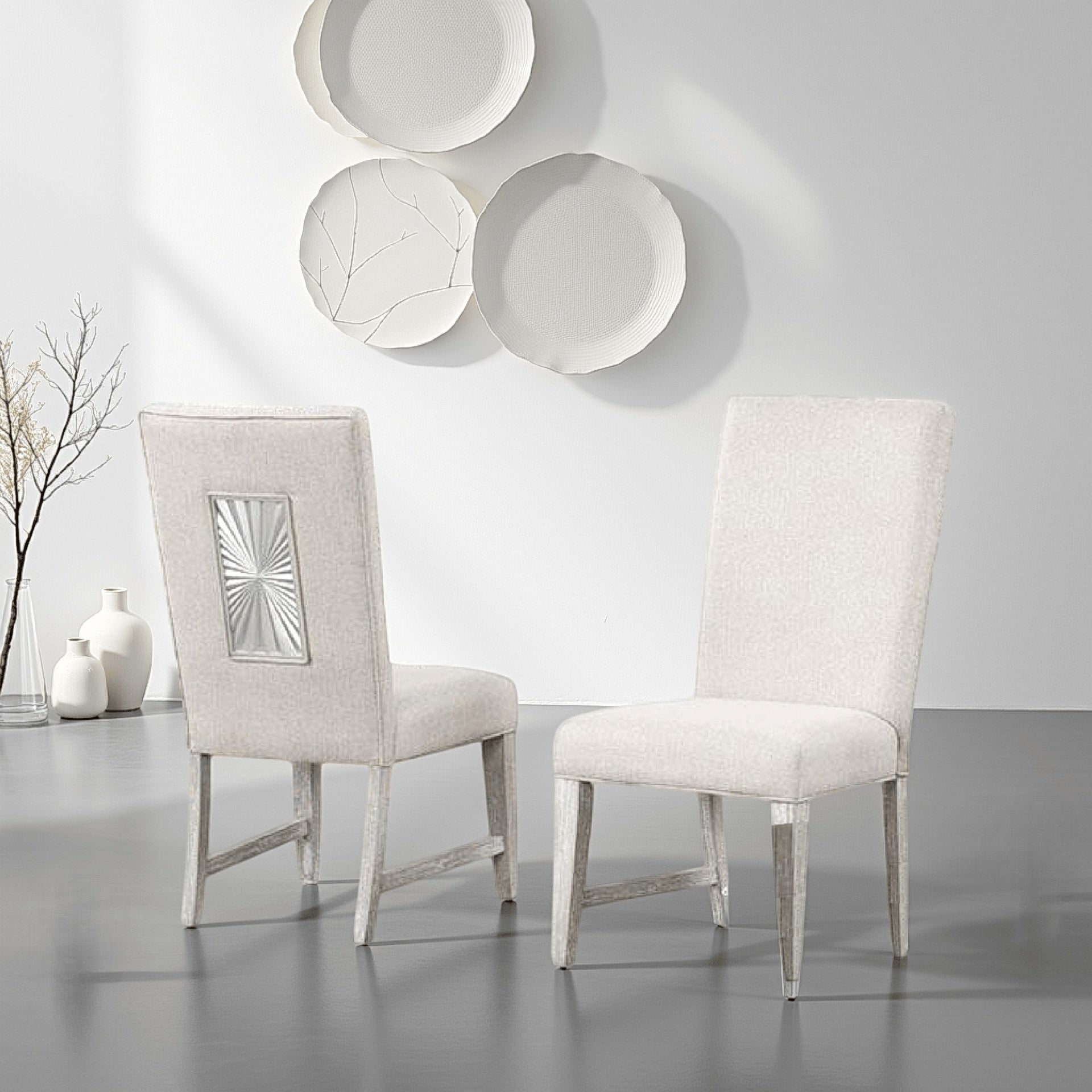 Diaz Dining Side Chair Set of 2, Tapered Legs, Light Gray Poplar Wood
