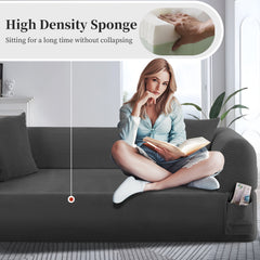 Spring Sofa with High-Quality Fabric, Pillows & Storage - Pocketed Springs, High-Density Foam, for Living Room, Apartment or Studics,Gray.