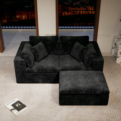 78.8*68.9"Modular sectional sofa seat,Upholstered compressed couch for living room,Bedroom,Apartment,No assembly required,3PC free combination,Plush corduroy fabric,BLACK