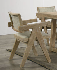 Dining Room Arm Chairs Oak Finish Upholstered Polyester Seat 2pc Dining Chairs Dining Room Furniture