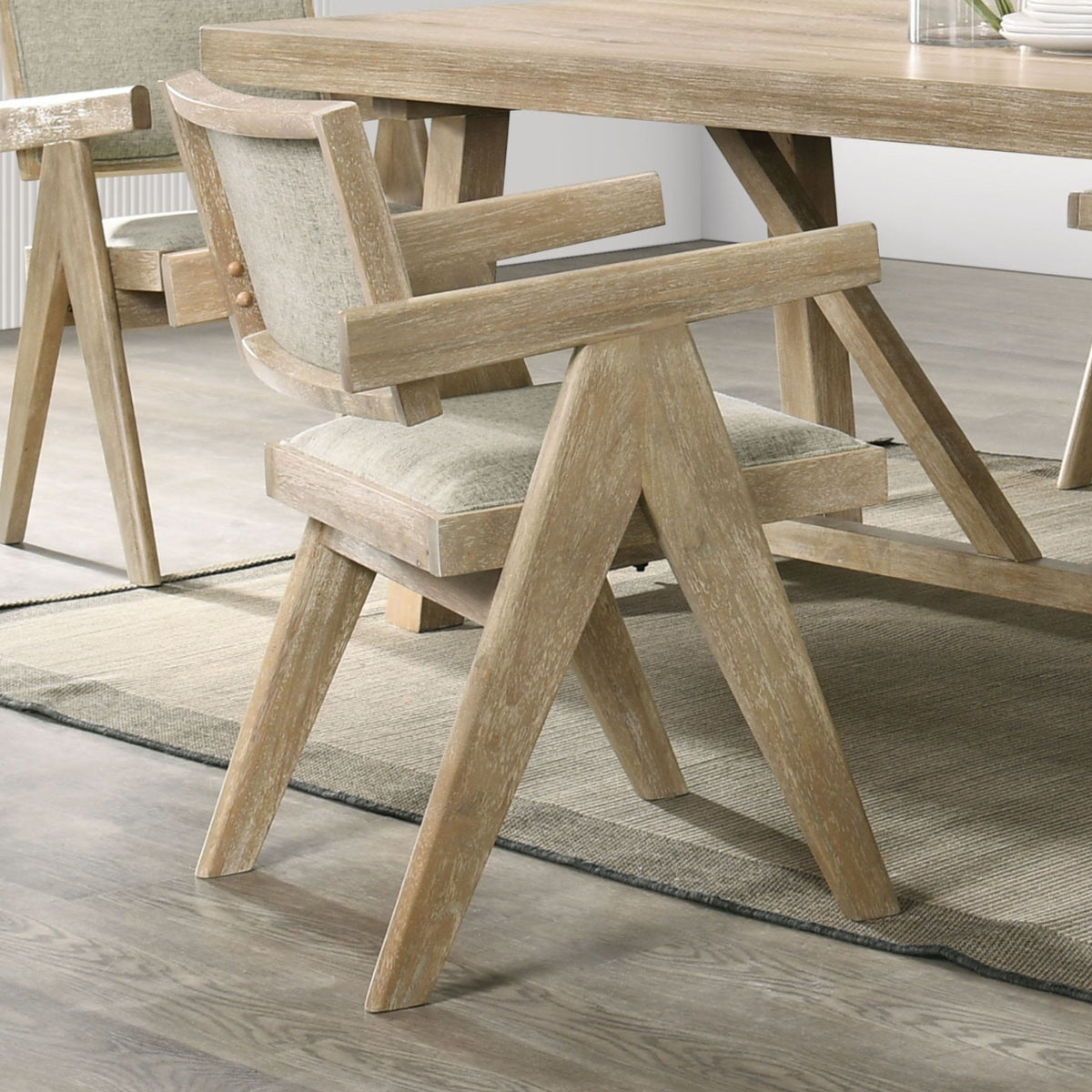Dining Room Arm Chairs Oak Finish Upholstered Polyester Seat 2pc Dining Chairs Dining Room Furniture