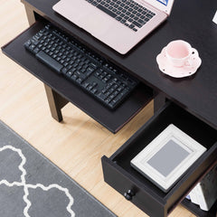 Student desk with hutch home office desk 39"W Compact desk Writing Desk Laptop Desk Red Cocoa Espresso One drawer Keyboard Drawer Wooden Knob