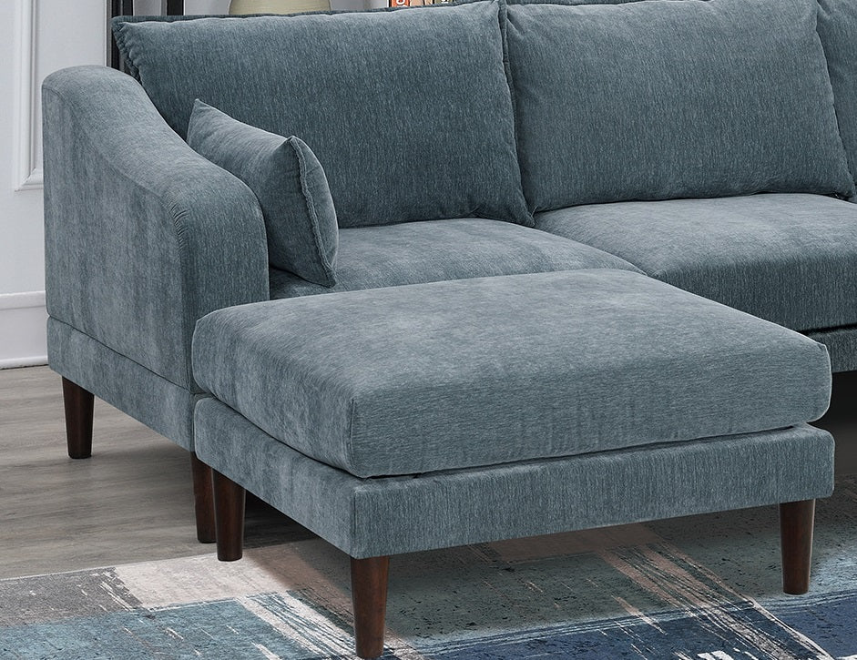 Modern Gorgeous Mineral Morgan Fabric 6pcs Modular Sectional Set Armless Chairs One Arm Chair Ottoman U-Shaped Couch Living Room