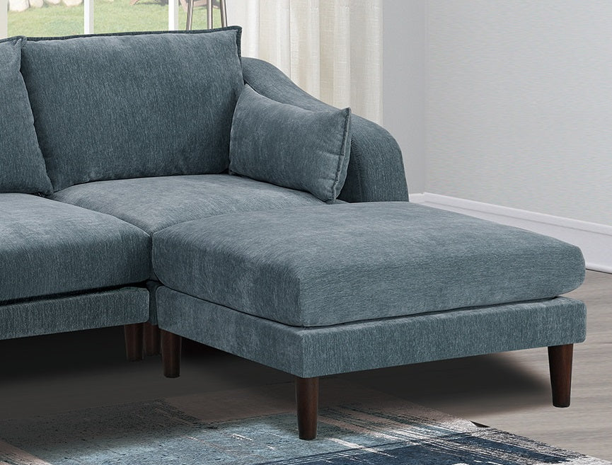 Modern Gorgeous Mineral Morgan Fabric 6pcs Modular Sectional Set Armless Chairs One Arm Chair Ottoman U-Shaped Couch Living Room