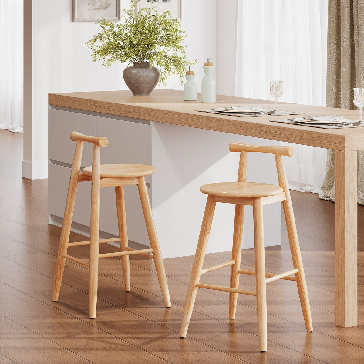 Grove Indoor Rubberwood Barstool, Natural Finished, Set of 2