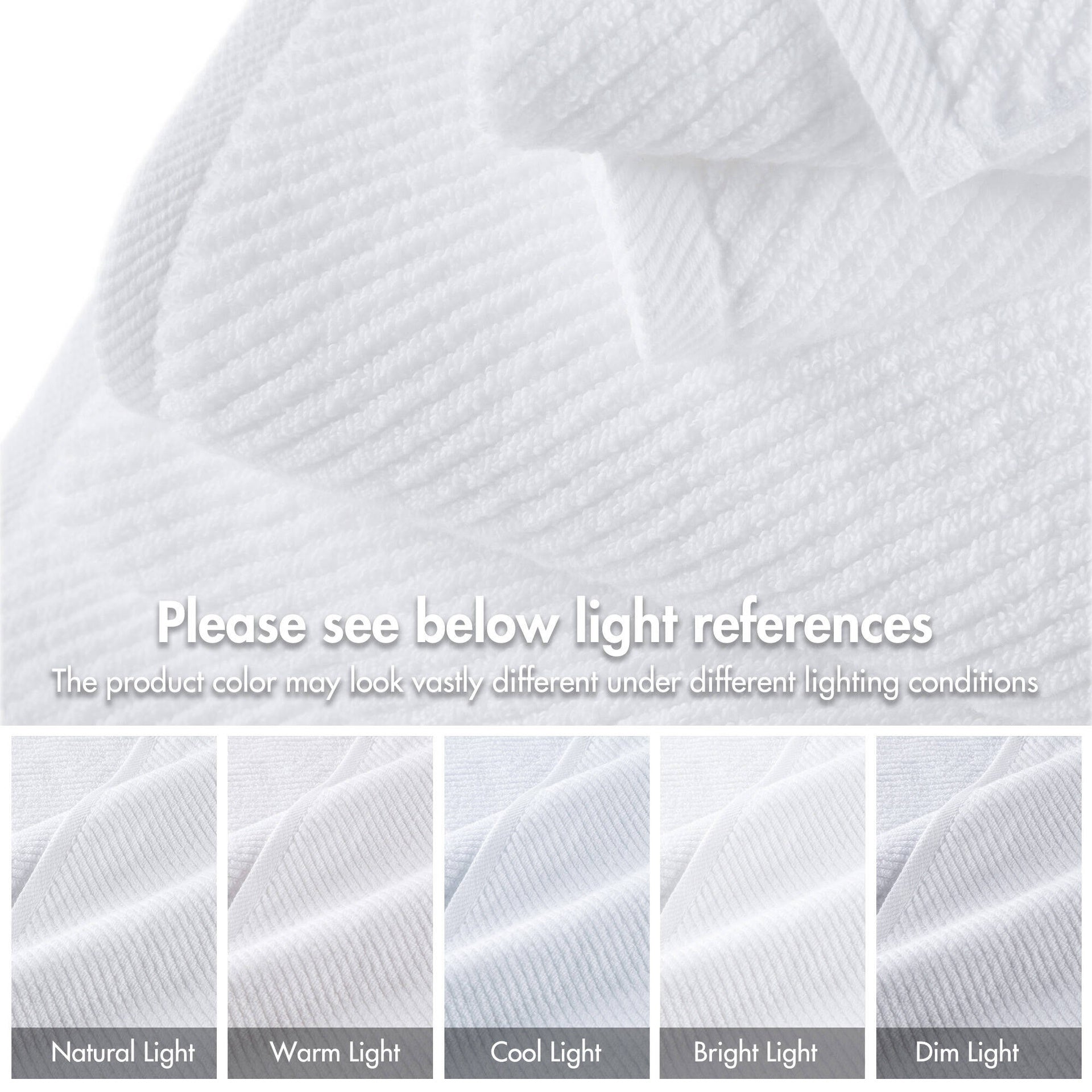 4-Piece 100% Cotton Quick Dry Diagonal Ribbed 4pcs Hand Towel Set, White