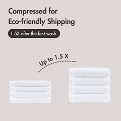 4-Piece 100% Cotton Quick Dry Diagonal Ribbed 4pcs Hand Towel Set, White